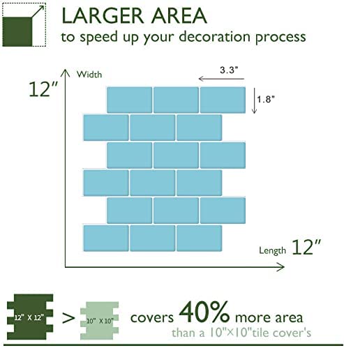 Subway Tiles Peel and Stick Thicker Design - Blue