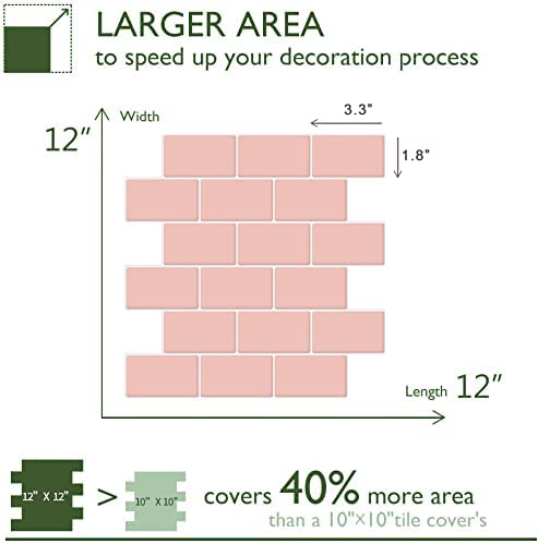 Subway Tiles Peel and Stick Thicker Design - Pink