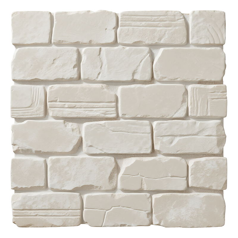 3D White Textured Stone Peel and Stick Wall Tile