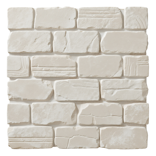 3D White Textured Stone Peel and Stick Wall Tile