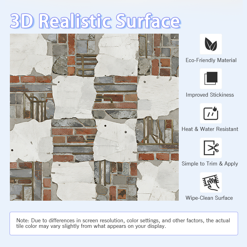 3D Urban Concrete & Metal Peel and Stick Wall Tile