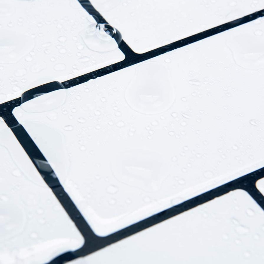 Subway Tiles Peel and Stick Thicker Design - Cold White with Black Grout