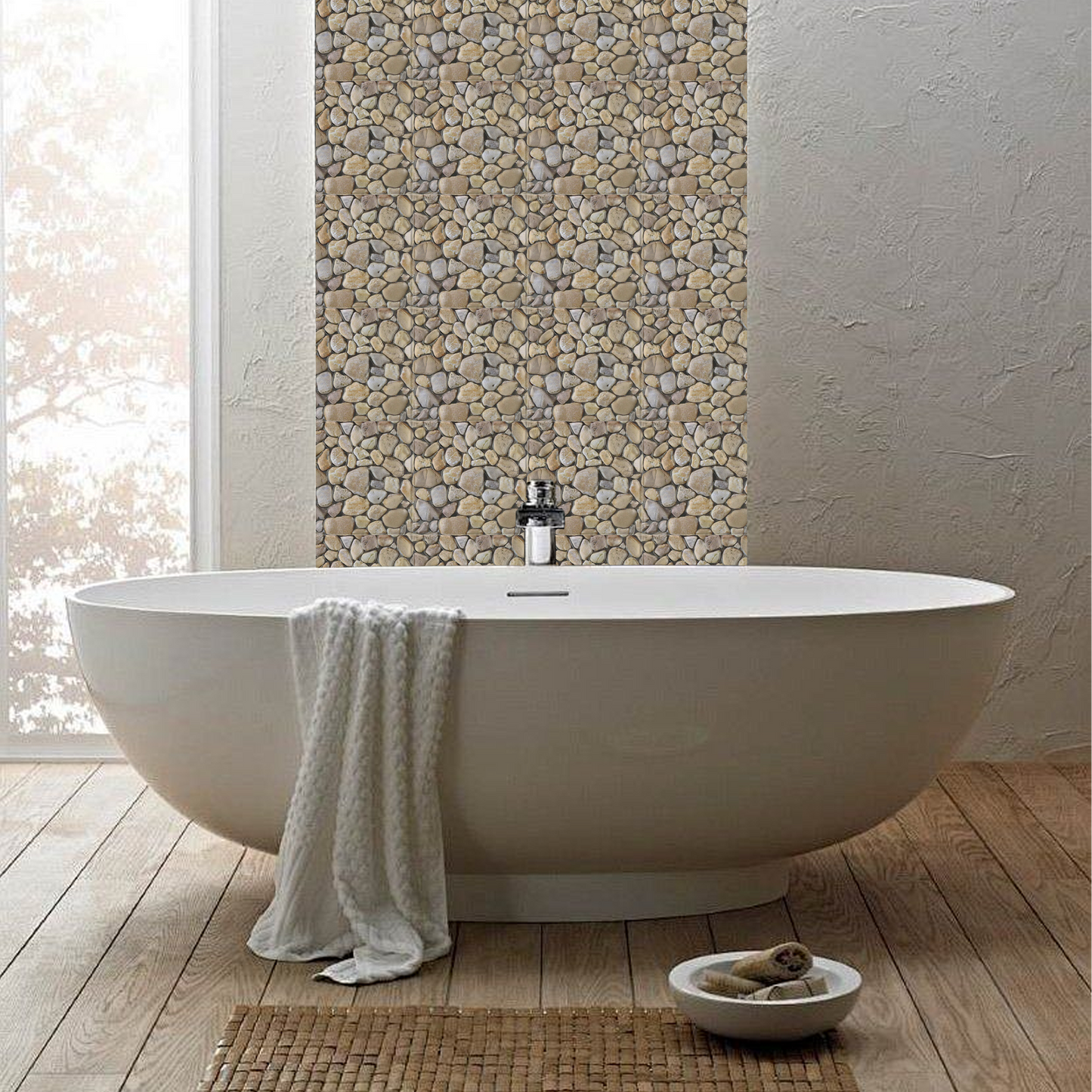 3D Cobblestone Peel and Stick Wall Tile