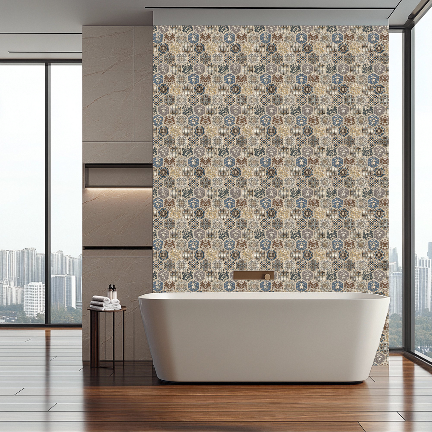 3D Brown Boho Hexagon Peel and Stick Wall Tile