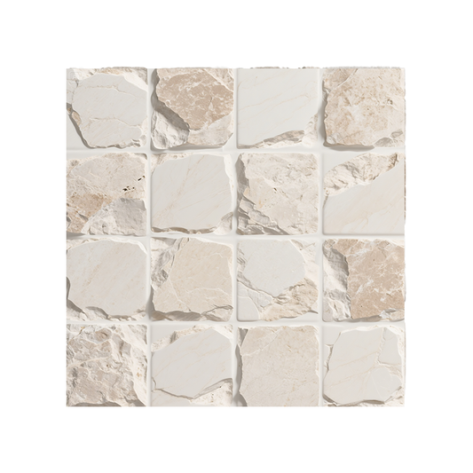 3D White Square Quartz Peel and Stick Wall Tile