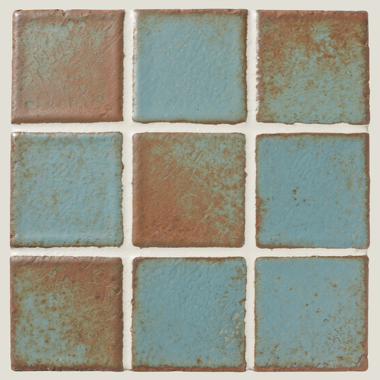 3D Vintage Blue Patina Tile Style Peel and Stick Wall Tile