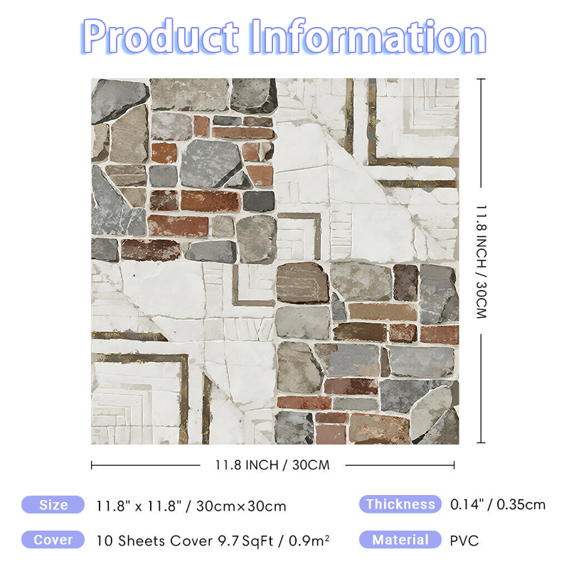 3D Industrial Style Peel and Stick Wall Tile
