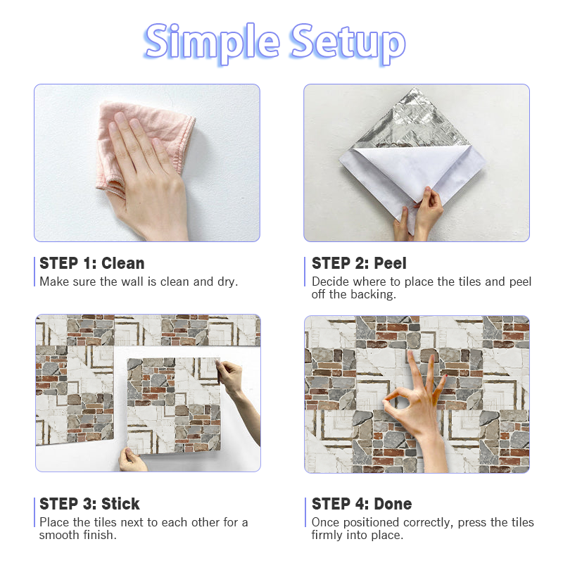 3D Industrial Style Peel and Stick Wall Tile