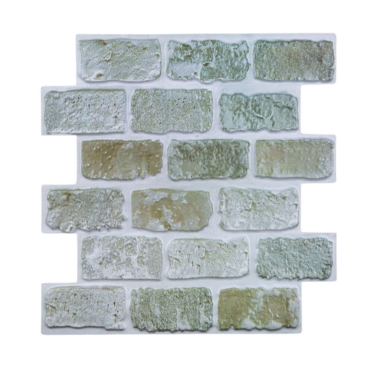3D Green Brick Peel and Stick Wall Tile