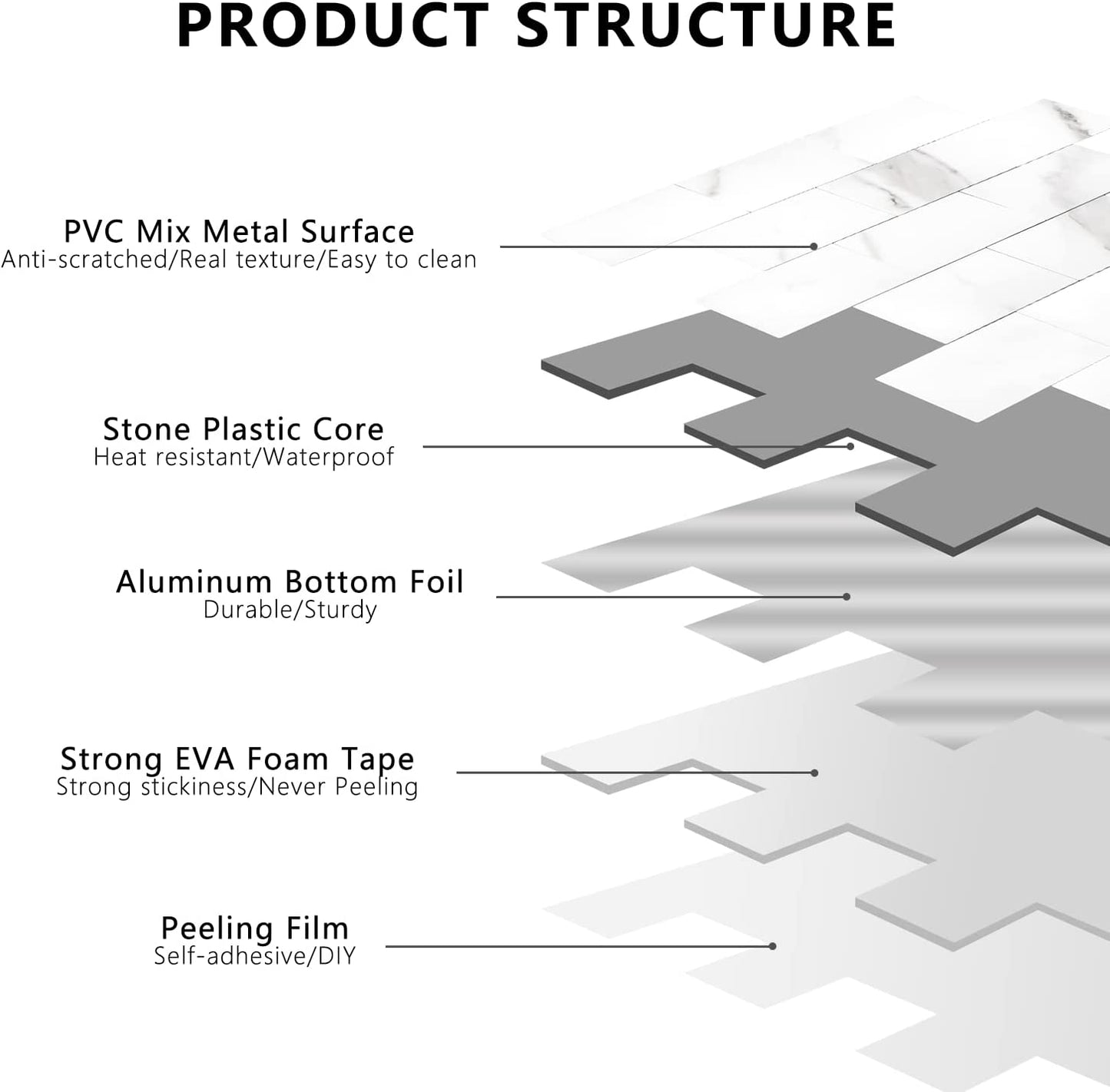 2''x4'' Subway Peel and Stick Tiles Sheeted - Calacatta