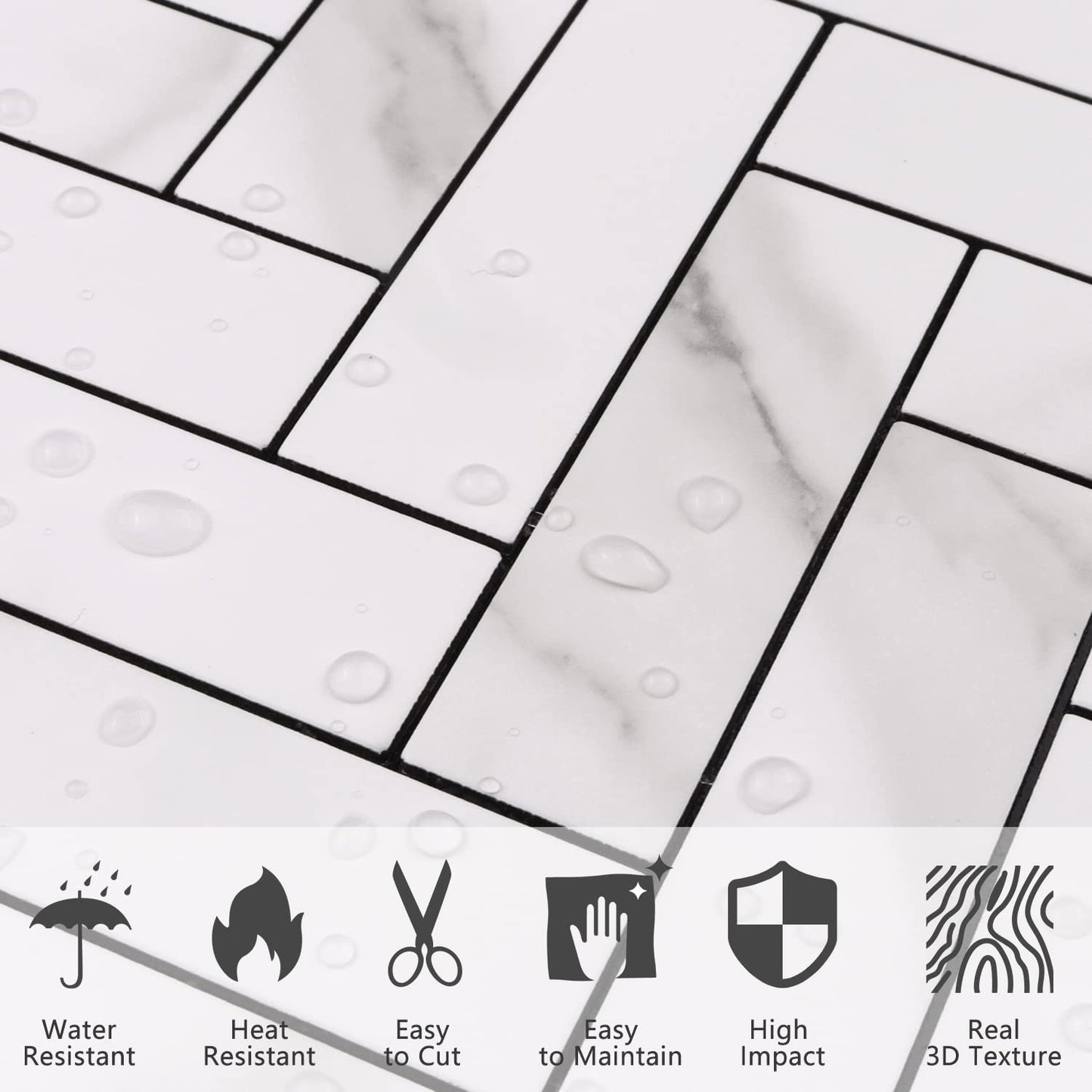 2022 Herringbone Wall Tile - Statuario White Marble