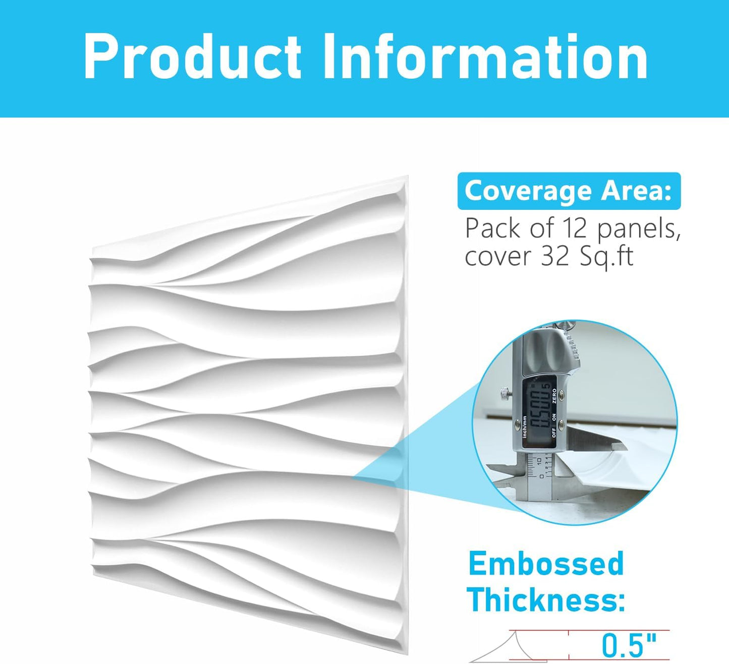 Wave Design Textured PVC Wall Panels - White