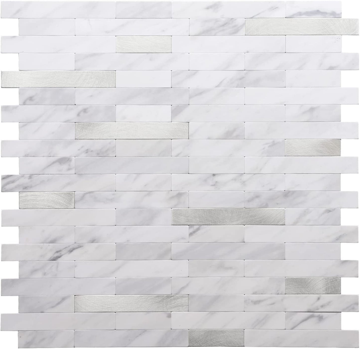 Faux Stone Mixed Metal Linear Blend - White Marble with Metal Silver