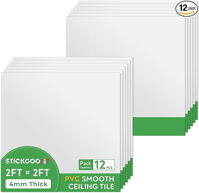 PVC Decorative Ceiling Panel 24 Sq. Ft - White