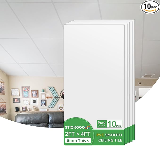 PVC Decorative Ceiling Panel 40 Sq. Ft - White