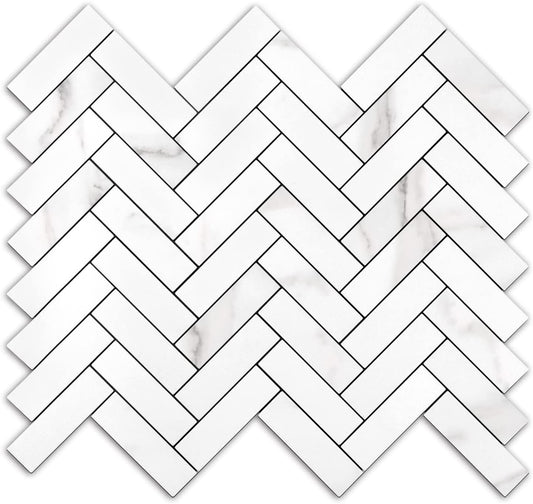 2022 Herringbone Wall Tile - Statuario White Marble
