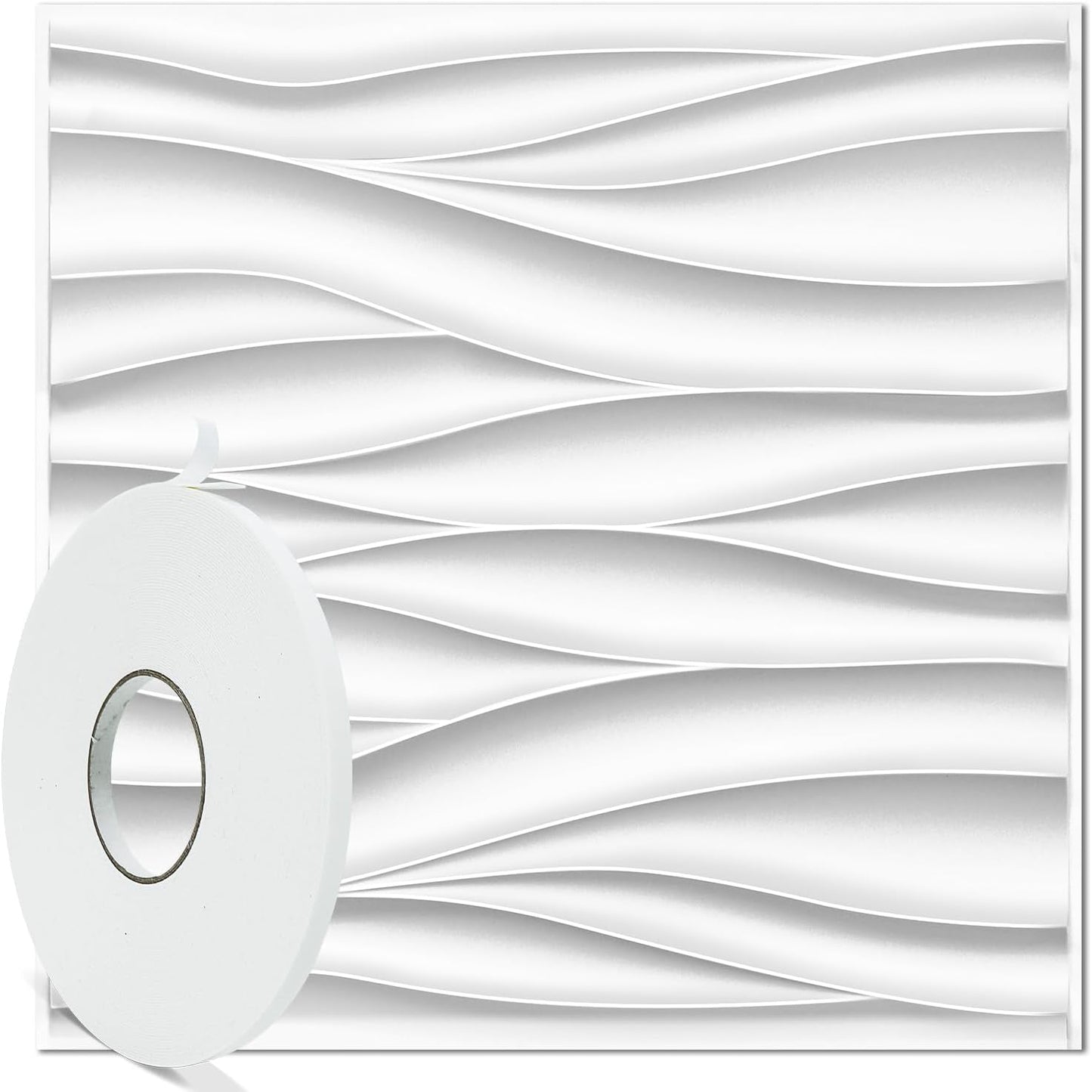 Wave Design Textured PVC Wall Panels - White