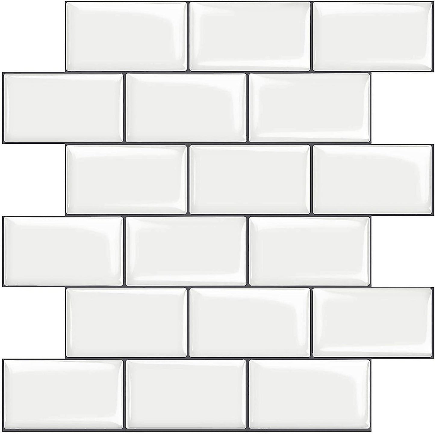 Subway Tiles Peel and Stick Thicker Design - Warm White with Grey Grout