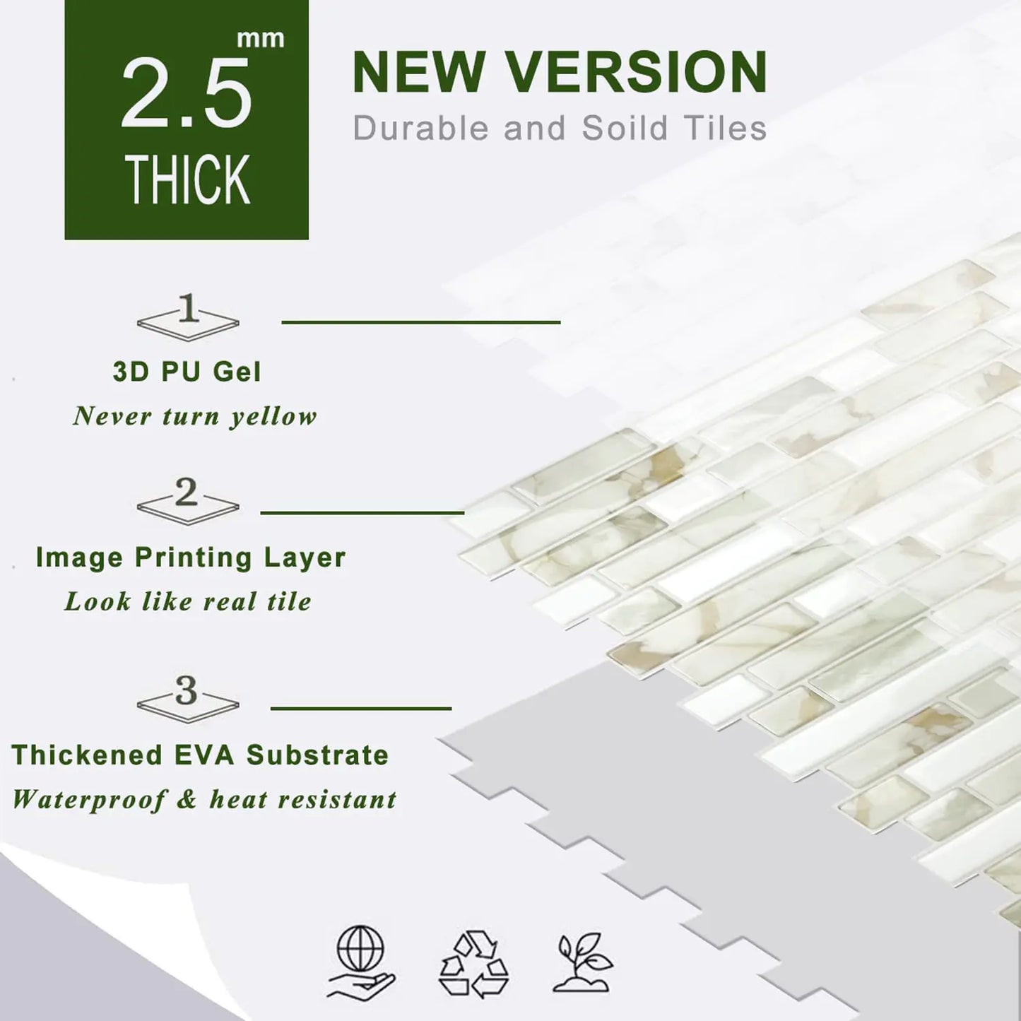 Linear Blend Backsplash - Faux Calacatta Marble