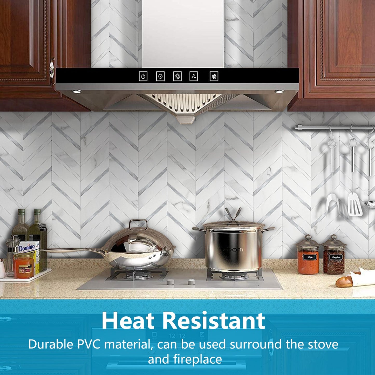 Herringbone Wall Tiles - White Marble Mixed Silver