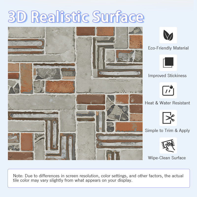 3D Industrial Chic Peel and Stick Wall Tile