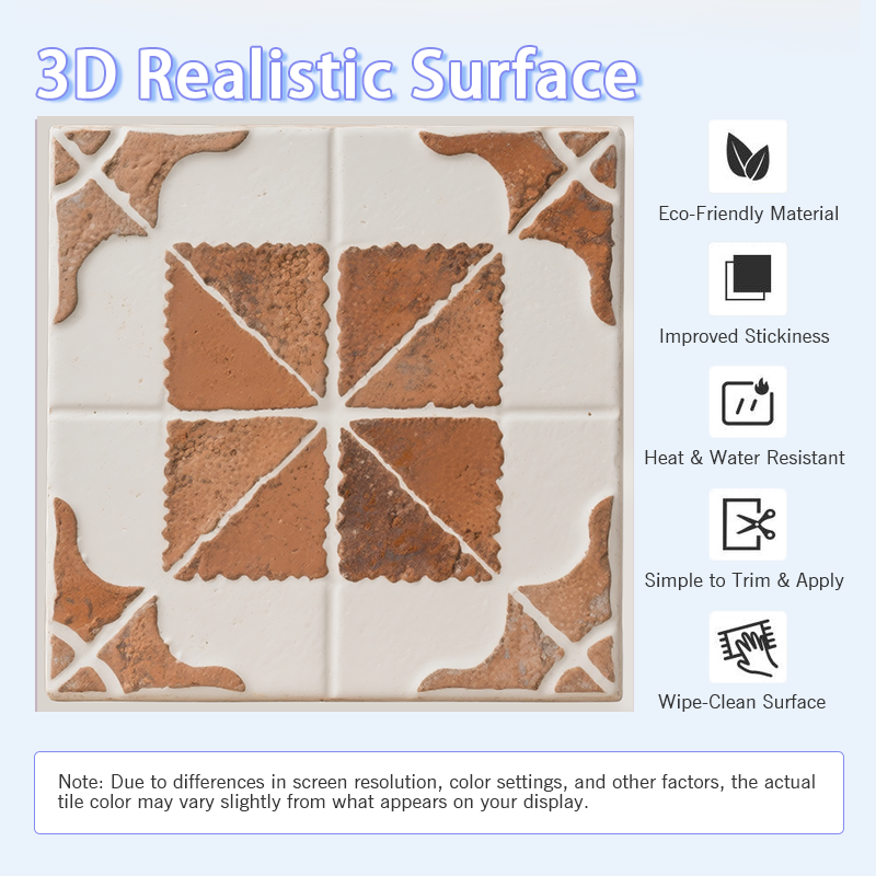 3D Vintage Geometric Pattern Tile Style Peel and Stick Wall Tile