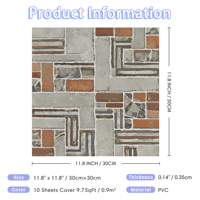 3D Industrial Chic Peel and Stick Wall Tile
