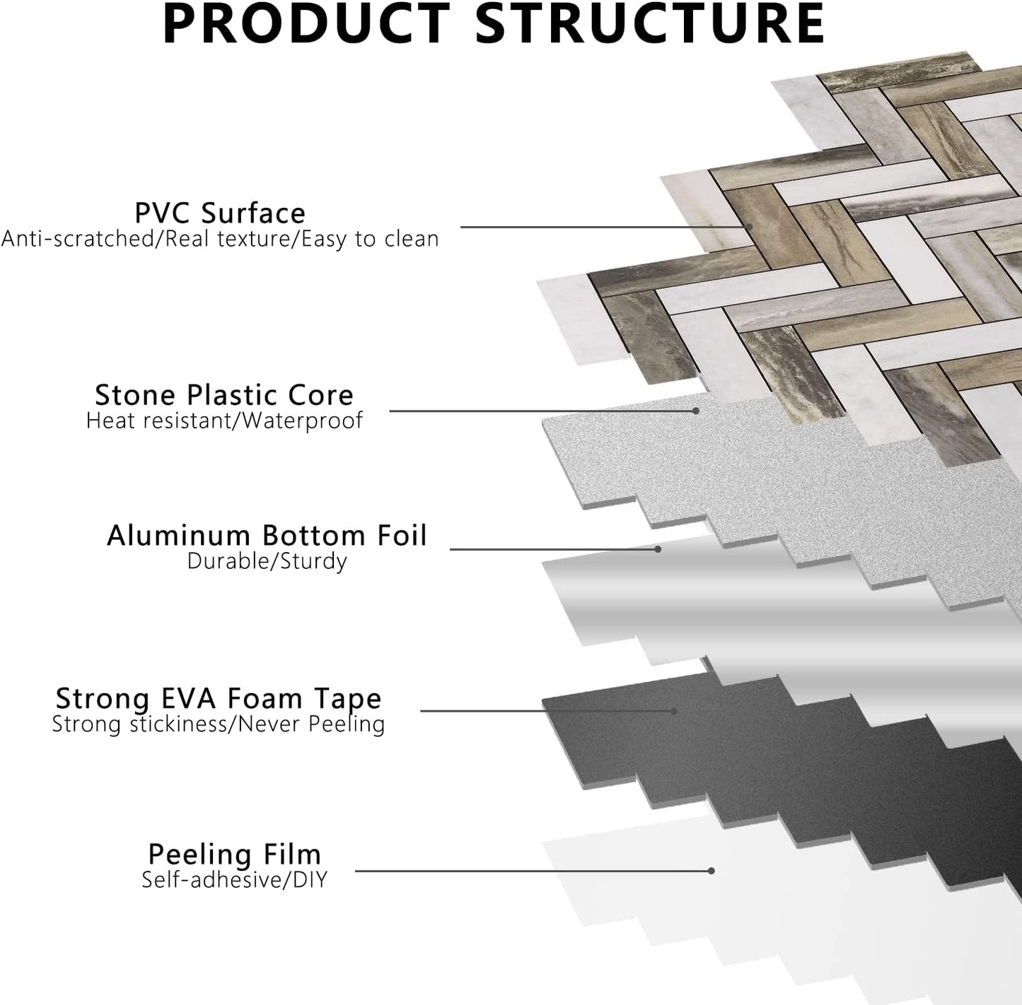 2022 Herringbone Wall Tile - Gold Wood Grain Marble