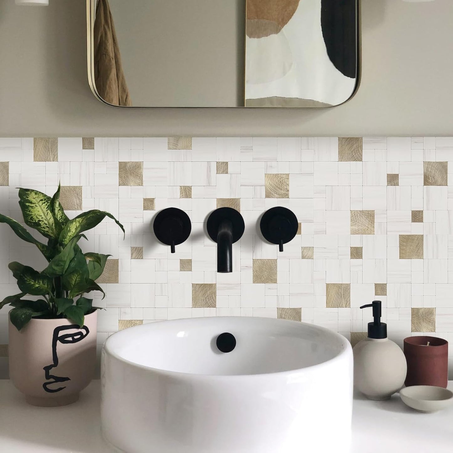 Square Mosaic Peel and Stick Tiles - Dolomite White