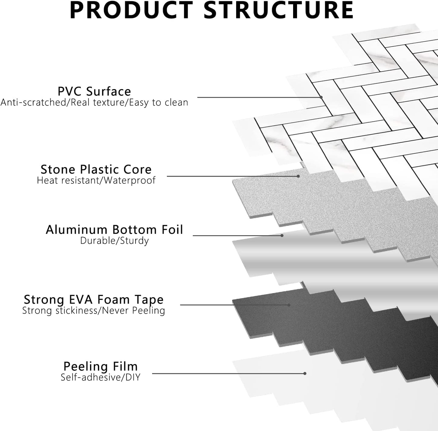 2022 Herringbone Wall Tile - Statuario White Marble