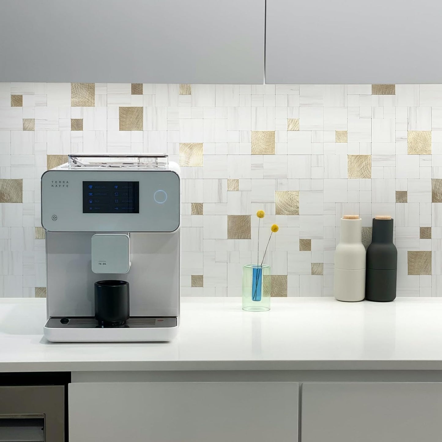 Square Mosaic Peel and Stick Tiles - Dolomite White