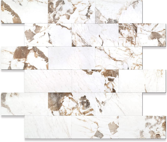 2''x4'' Subway Peel and Stick Tiles Sheeted - Belgium White Marble