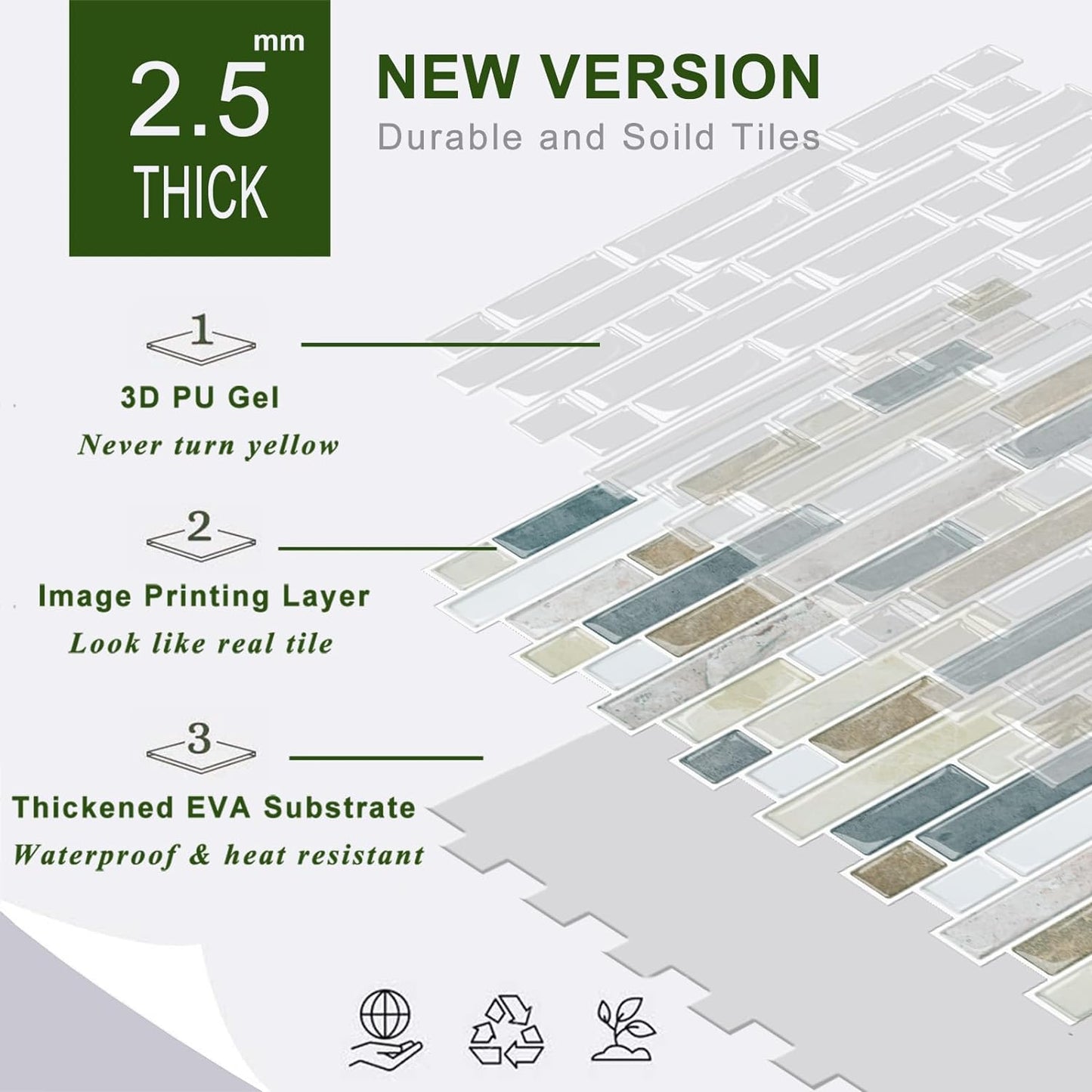 Linear Blend Backsplash - Beige & Blue