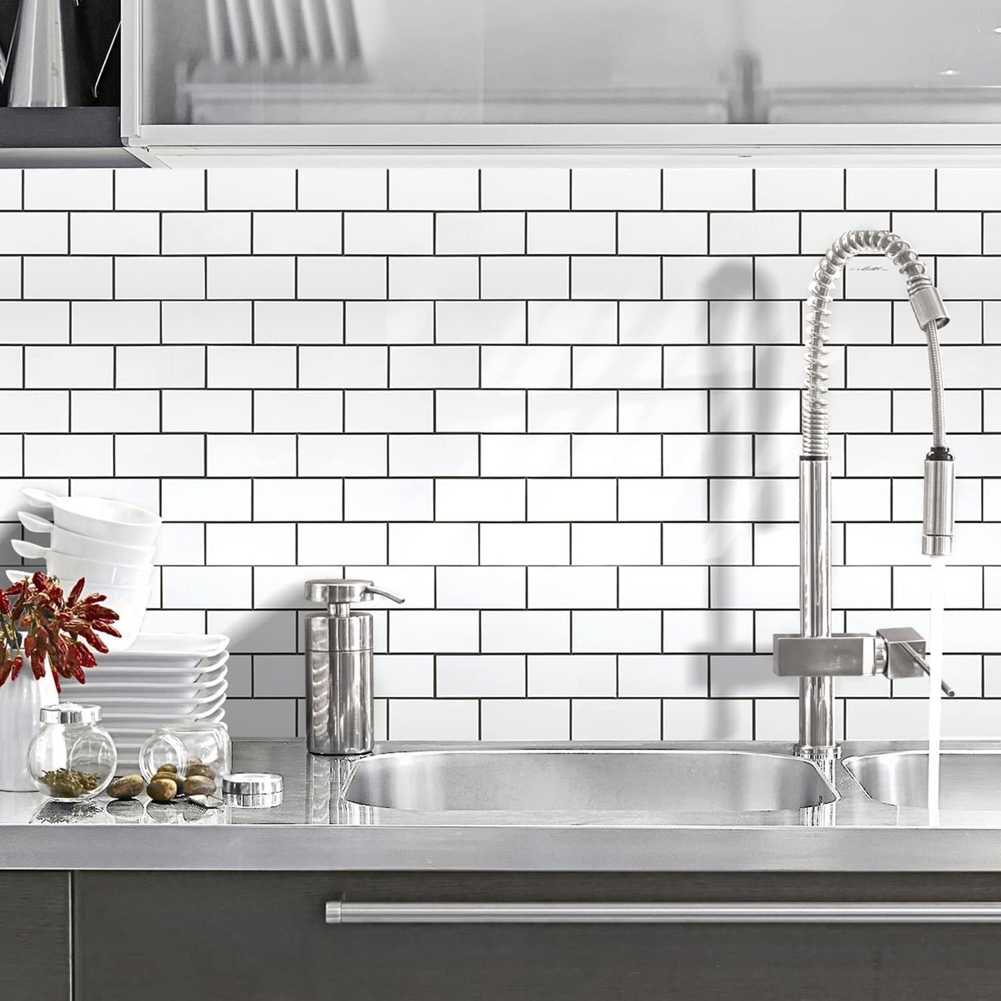 2''x4'' Subway Peel and Stick Tiles Sheeted - White