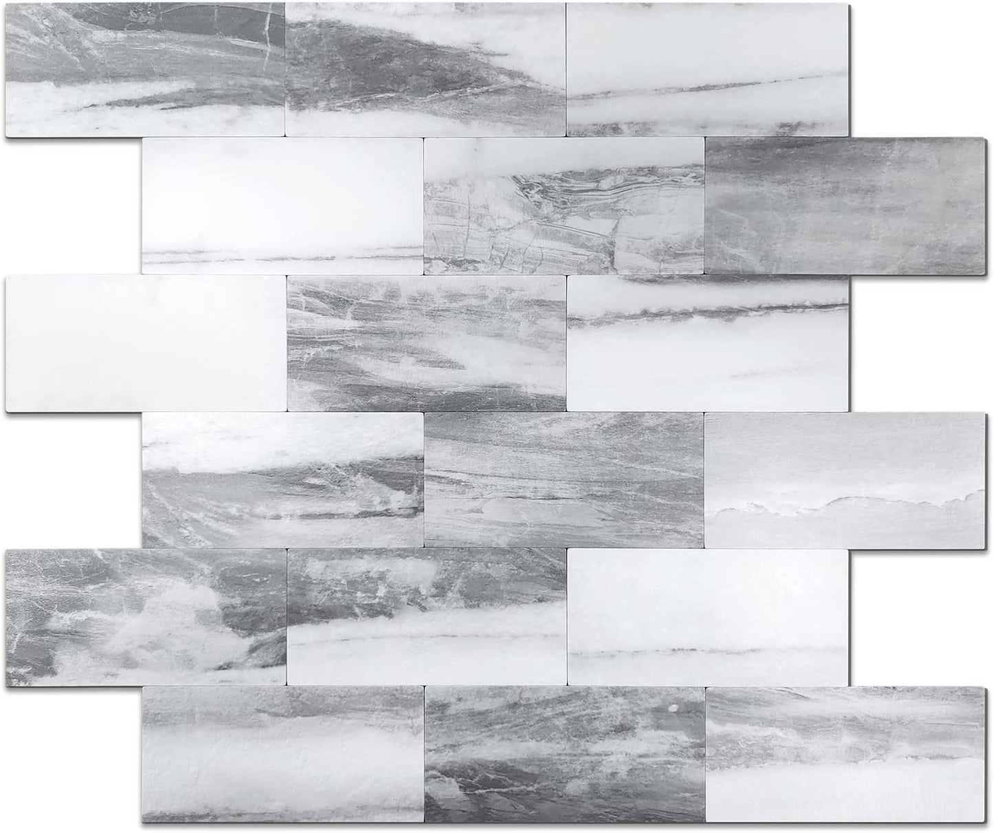 2''x4'' Subway Peel and Stick Tiles Sheeted - Marble Grey