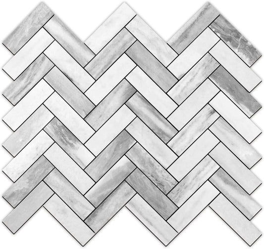 2022 Herringbone Wall Tile - Grey Wood Grain Marble