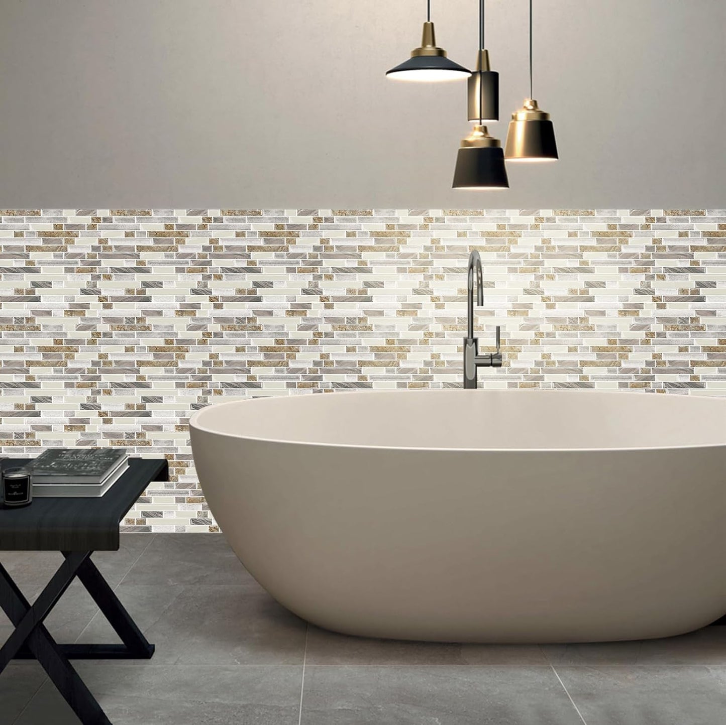 Linear Blend Backsplash - Beige & Brown