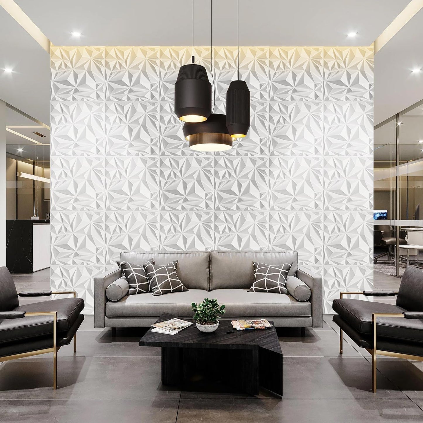 Irregular Diamond 3D Wall Panels - White