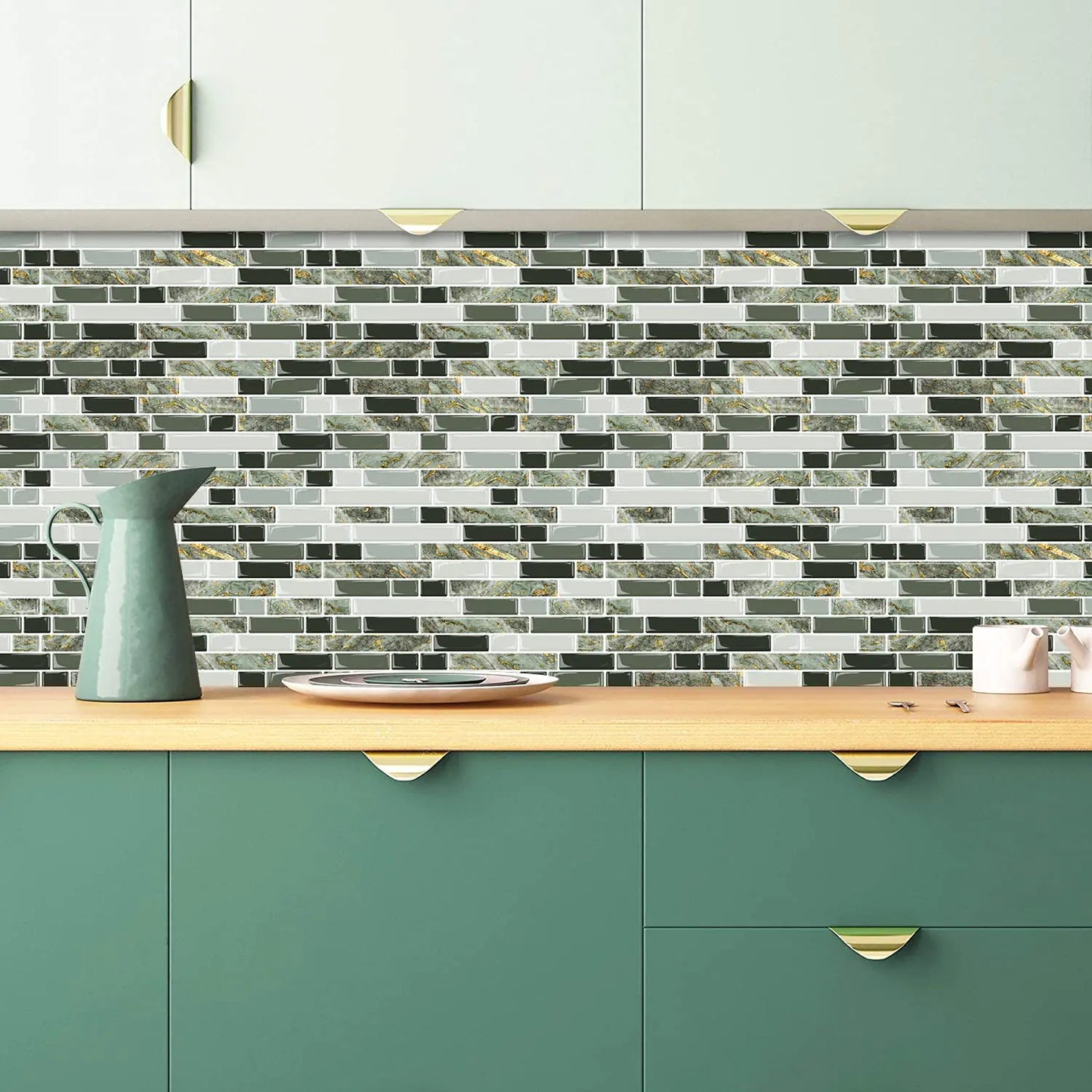 Linear Blend Backsplash - Mixed Green