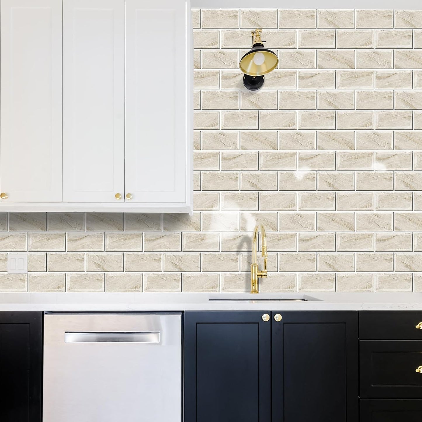 Subway Tile Peel and Stick Backsplash - Beige Slate