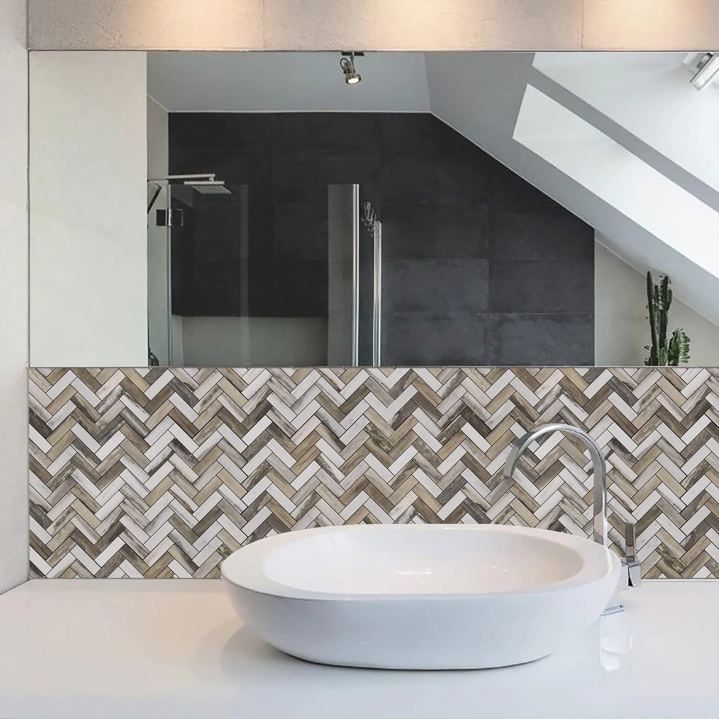 2022 Herringbone Wall Tile - Gold Wood Grain Marble