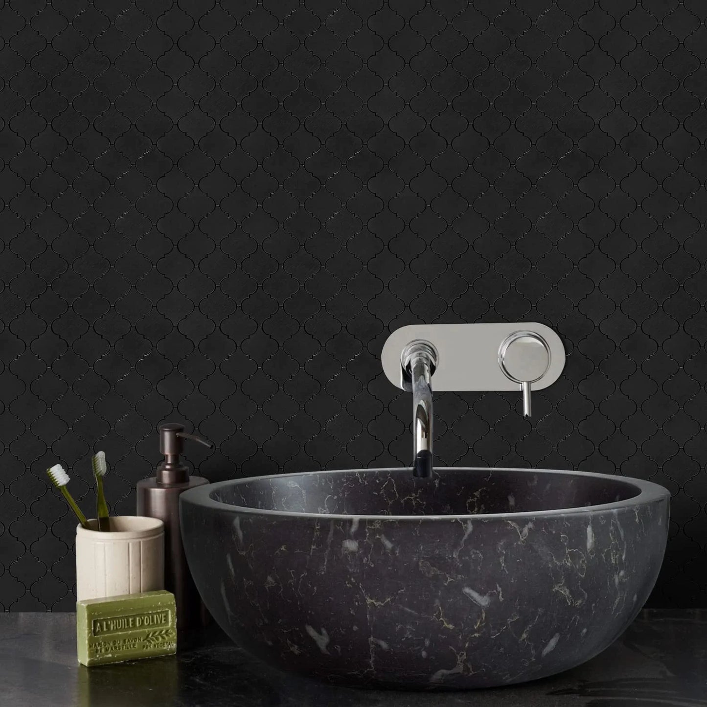 Arabesque Peel and Stick Tiles - Black