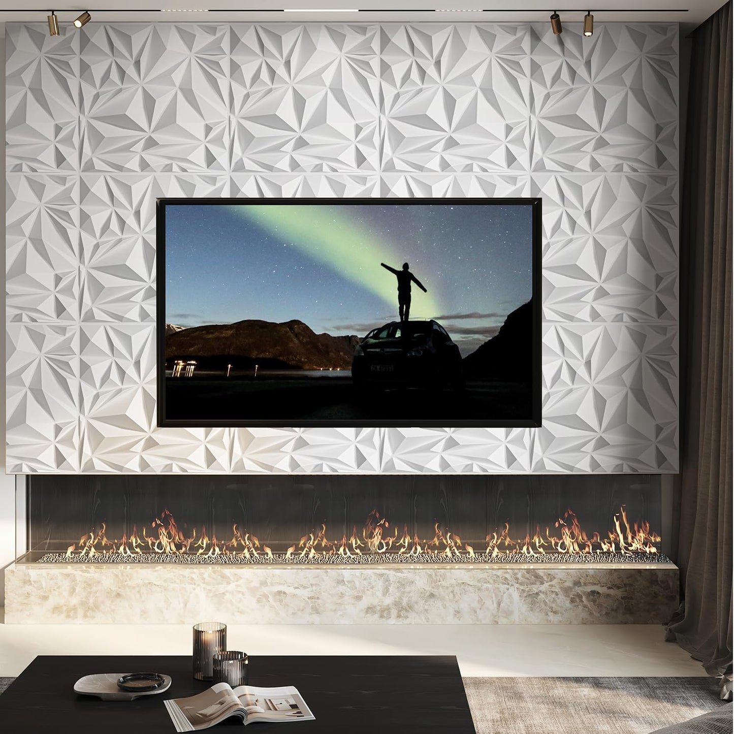 Irregular Diamond 3D Wall Panels - White