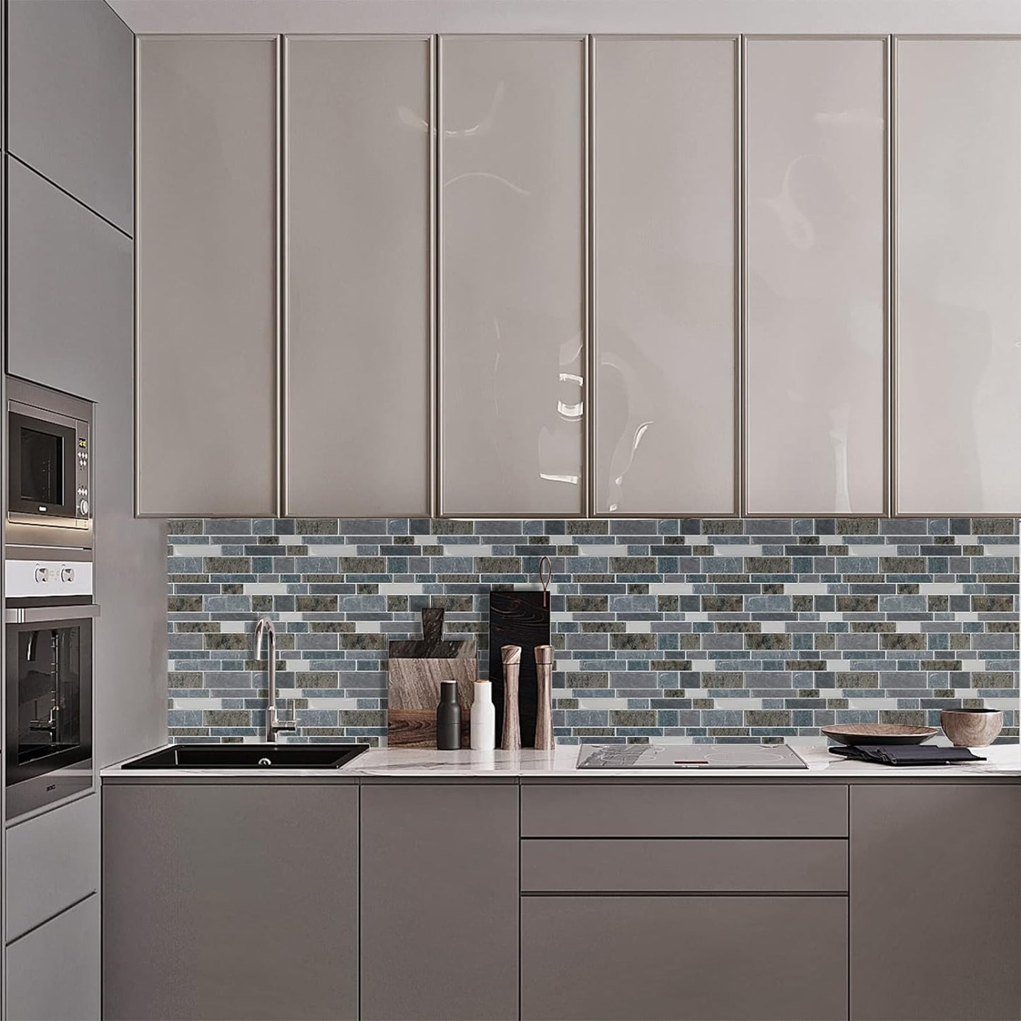 Linear Blend - Light Blue & Brown Granite