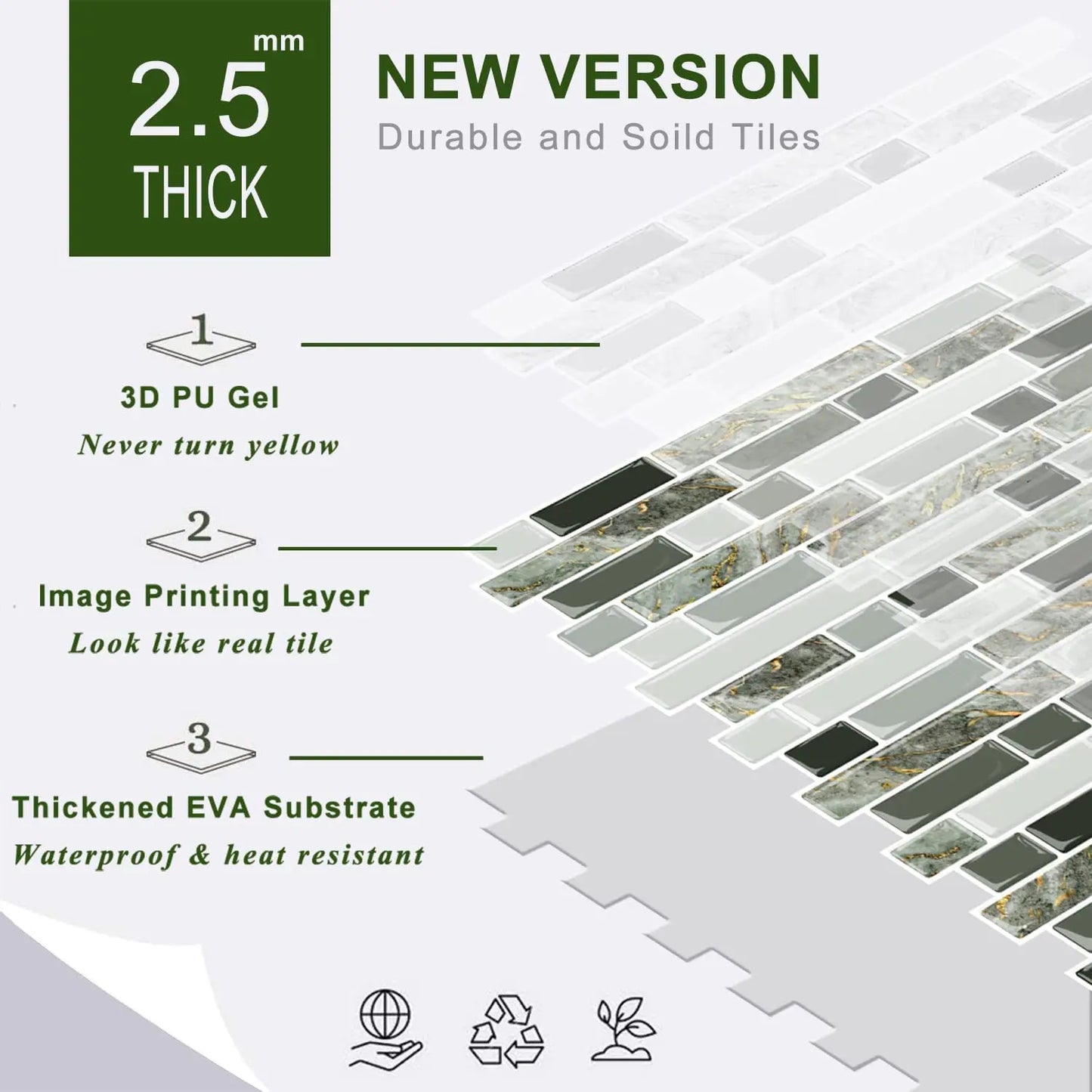 Linear Blend Backsplash - Mixed Green