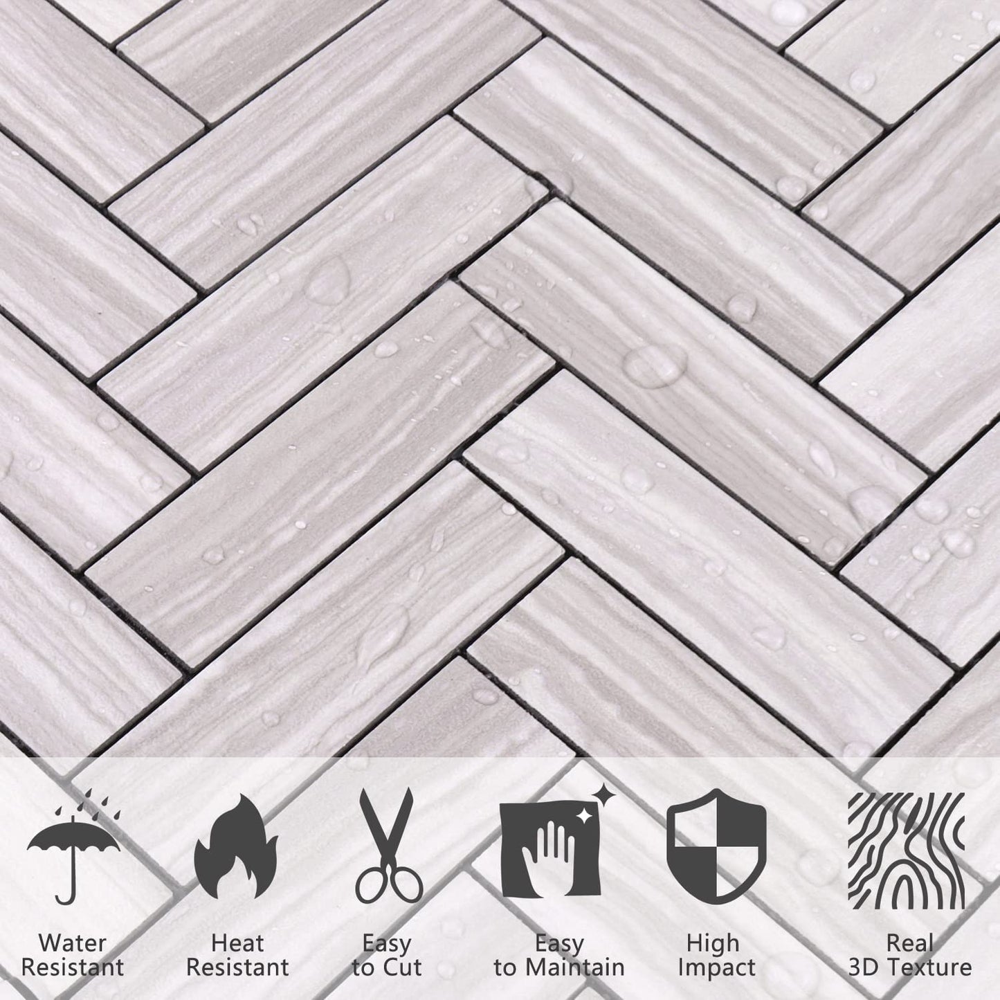 2022 Herringbone Wall Tile - Grey Serpeggiante