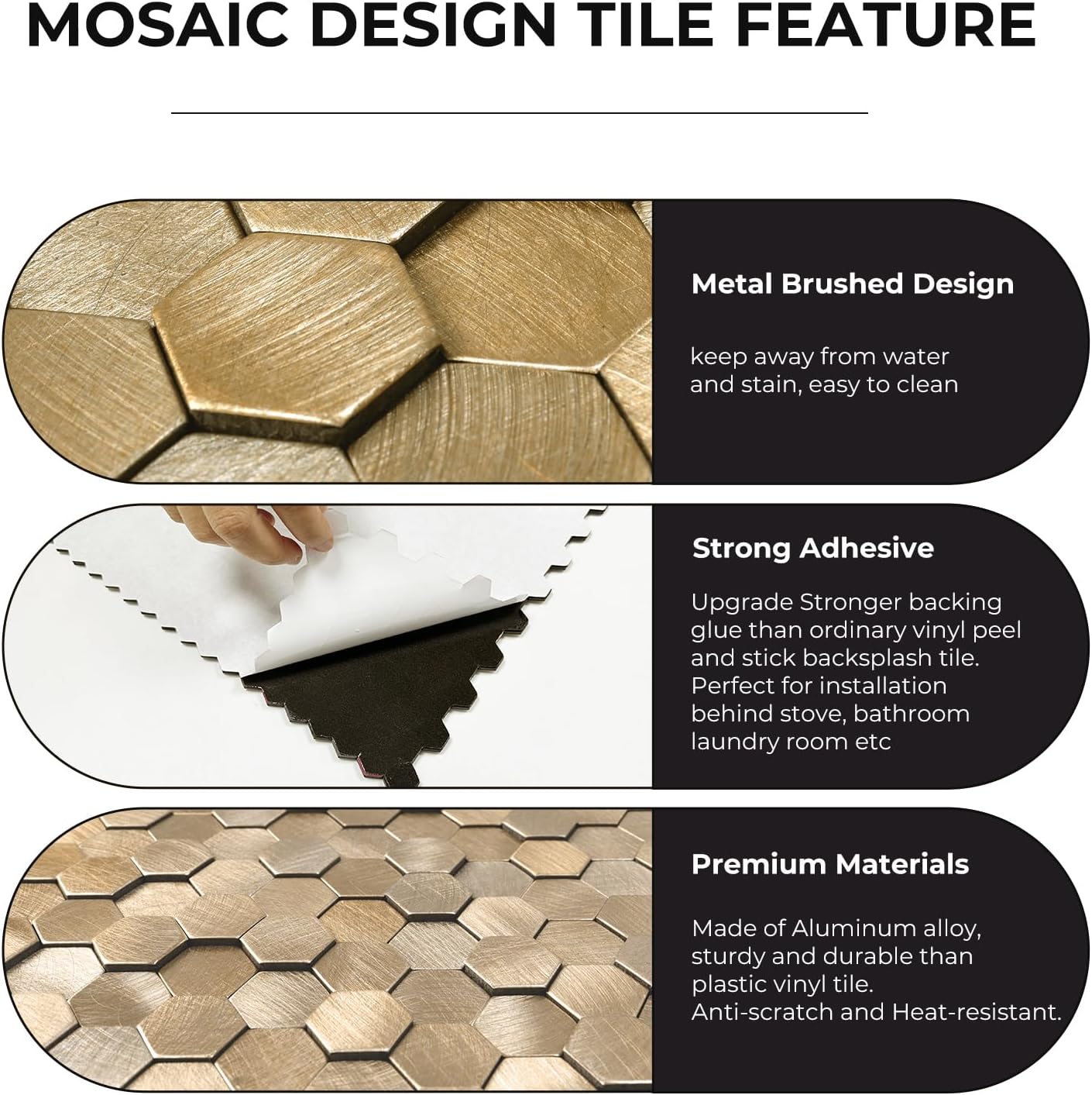 Penny Mosaic Hexagon Peel and Stick Backsplash Tiles - Copper