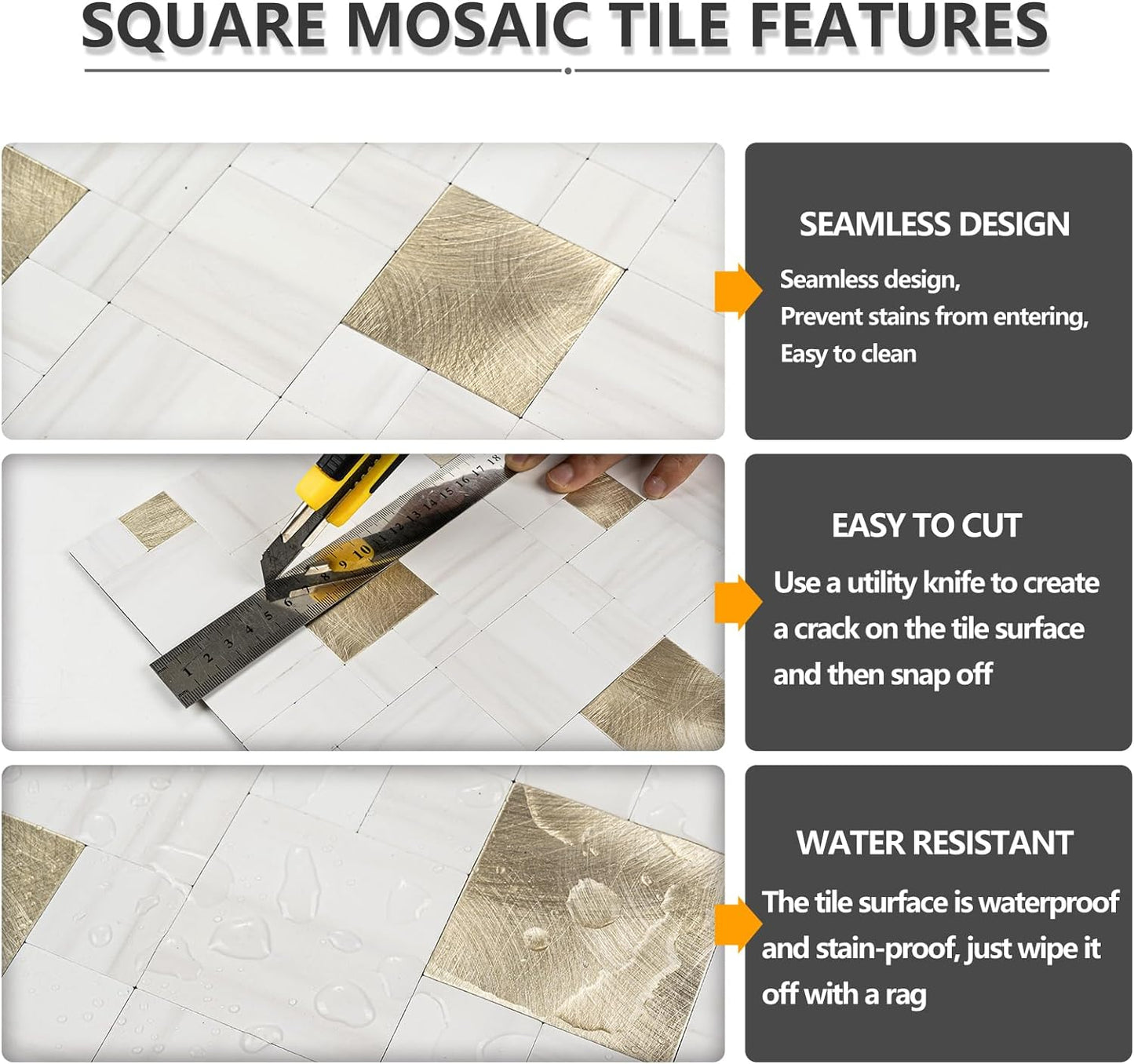 Square Mosaic Peel and Stick Tiles - Dolomite White