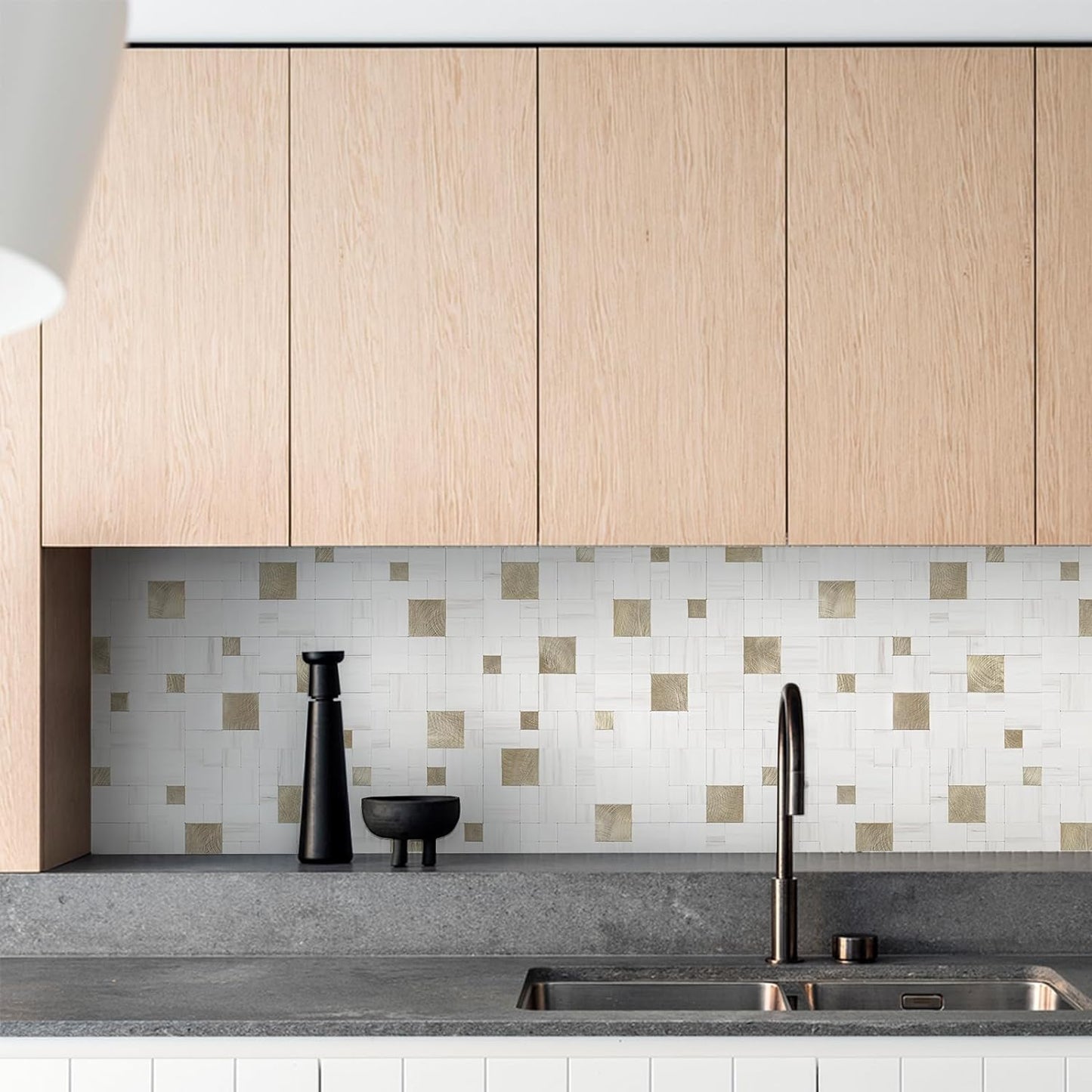 Square Mosaic Peel and Stick Tiles - Dolomite White