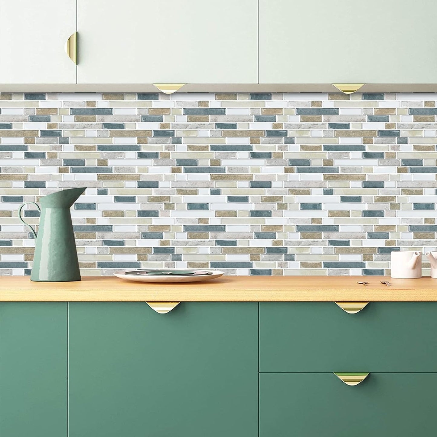 Linear Blend Backsplash - Beige & Blue